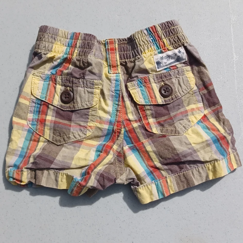 OshKosh Plaid Elastic Waist Shorts w Pockets Baby 3m